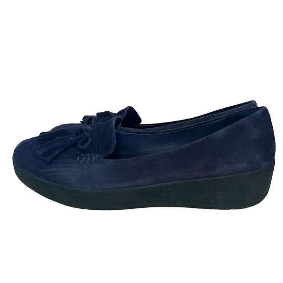 FitFlop Blue Suede Loafer with Tassel Size 7.5 - Picture 3 of 8